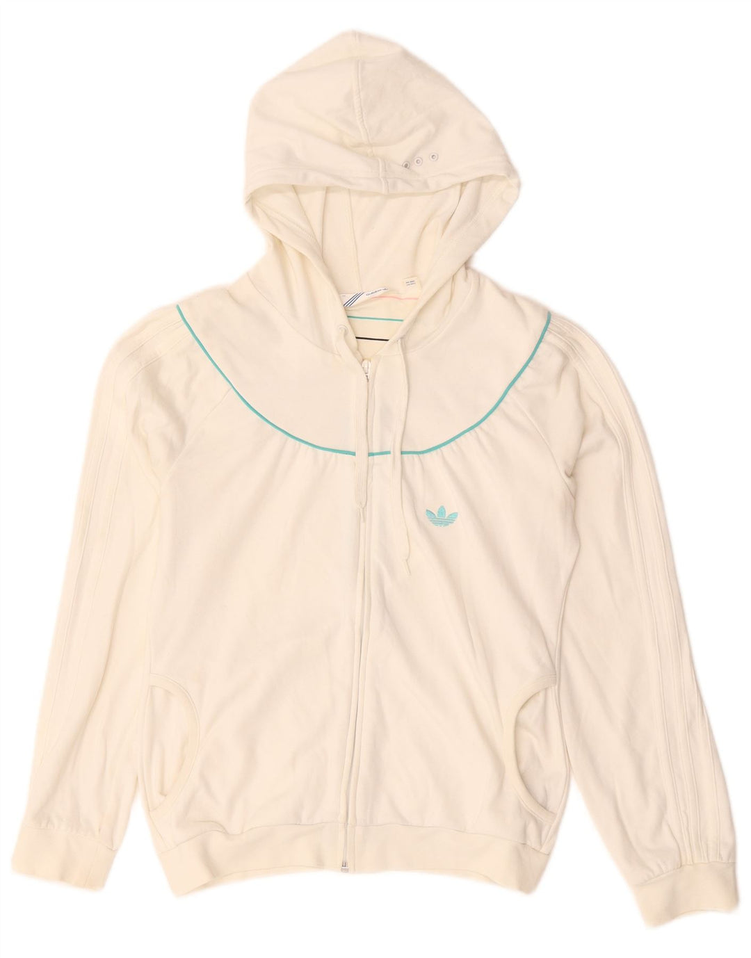 Adidas Pull à capuche zippé pour femme IT 44 Coton blanc moyen