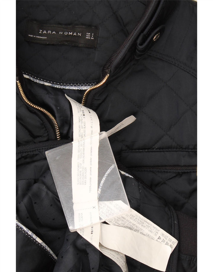 Zara Veste matelassée pour femme UK 10 Small Bleu marine Colorblock Polyester