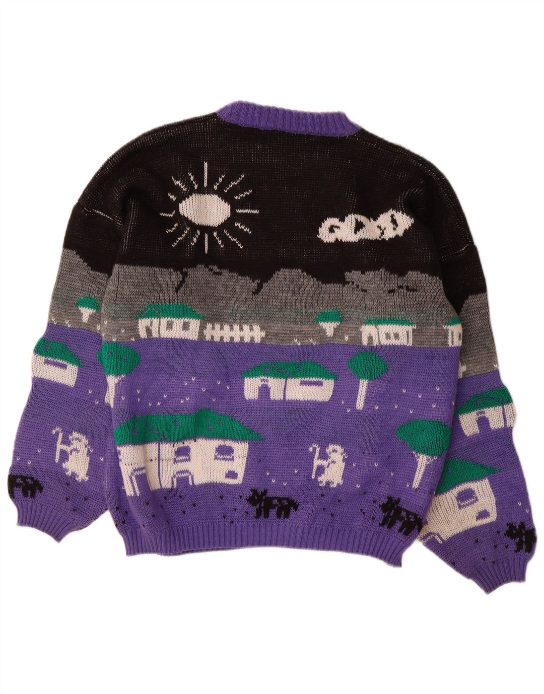 ALTA MODA Pull à col rond pour femme UK 16 Large Violet Colourblock