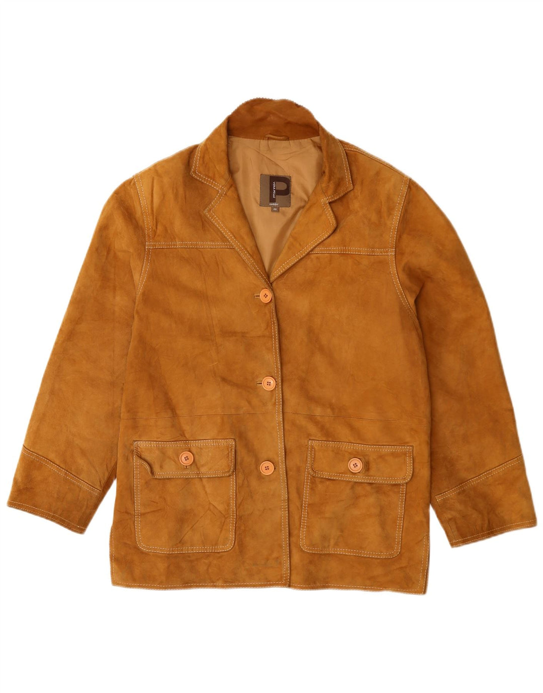 Conbipel Veste Blazer En Daim À 3 Boutons Femme IT 46 Grand Cuir Beige