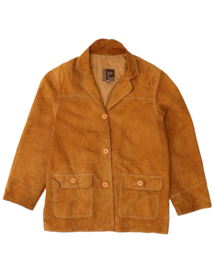 Conbipel Veste Blazer En Daim À 3 Boutons Femme IT 46 Grand Cuir Beige