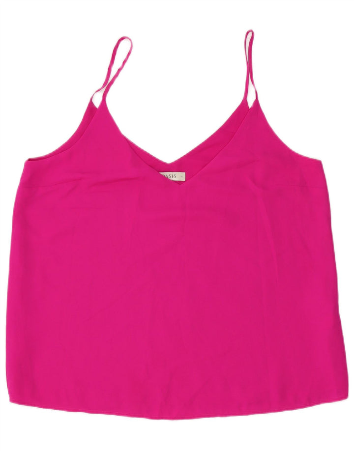 Oasis Femmes Crop Cami Top UK 18 XL Rose Polyester