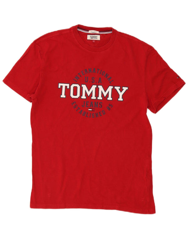 Tommy Hilfiger T-shirt graphique coupe régulière pour hommes, petit coton rouge