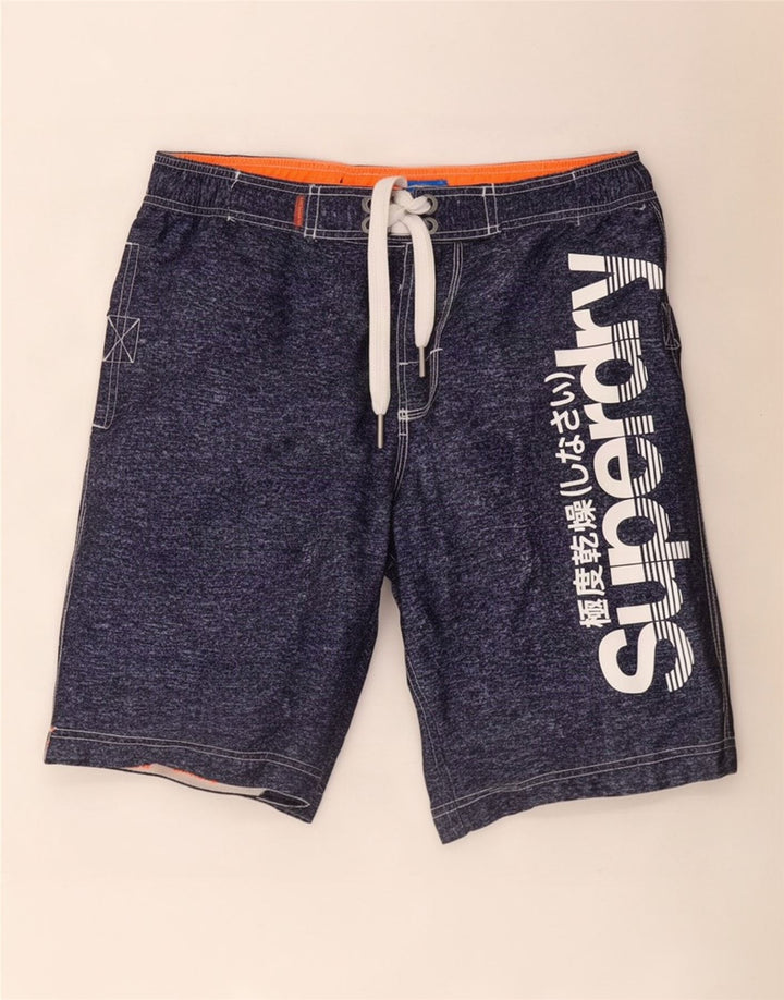 Superdry Short de Bain Graphique Homme Large Bleu Marine Polyester