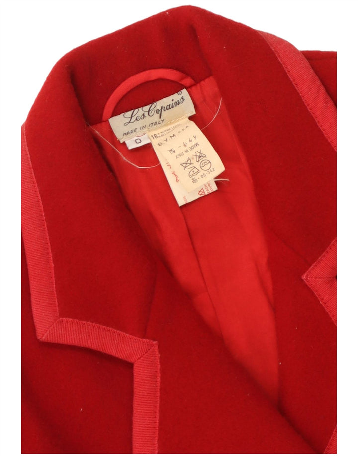 Les Copains Manteau Double Boutonnage Femme UK 10 Petite Laine Rouge