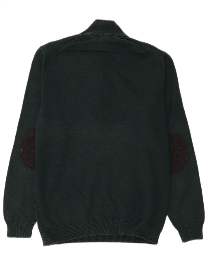 Massimo Dutti Pull Col Zippé Homme Vert Moyen Coton