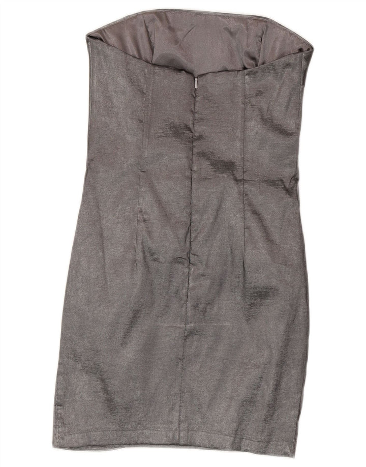 Jessica McClintock Robe sans bretelles pour femme US 8 Polyester argenté moyen