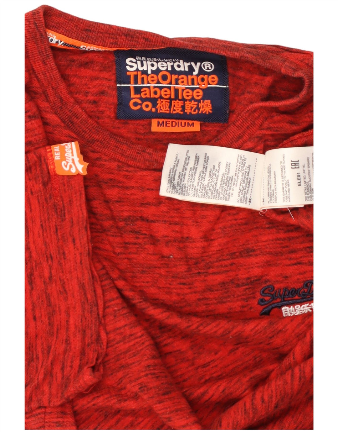 SUPERDRY T-Shirt Homme Rouge Moyen Moucheté Coton