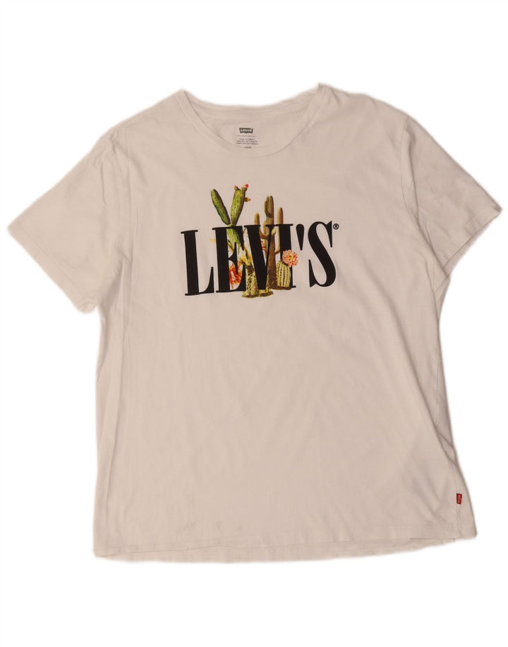 Levi's T-Shirt Graphique Homme Blanc Large Coton
