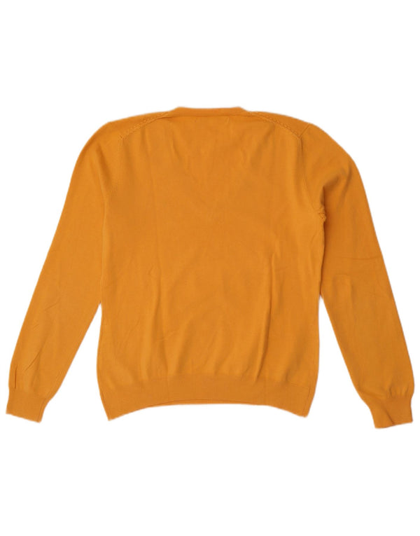 Tommy Hilfiger Pull col en V pour femme UK 12 Coton jaune moyen