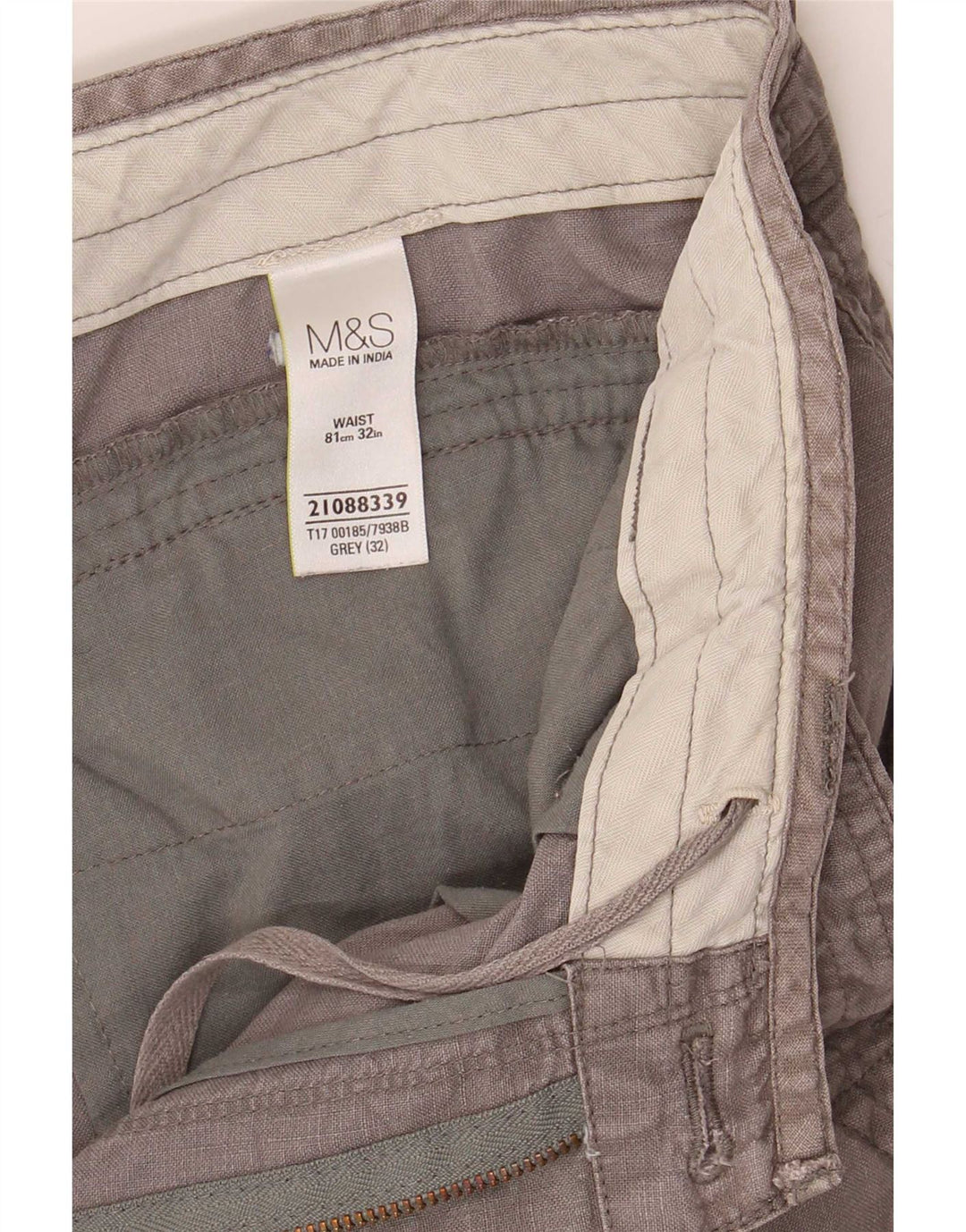 Marks & Spencer Bermuda Homme W32 Lin Gris Moyen