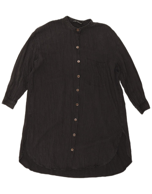 Zara Robe chemise surdimensionnée à manches longues pour femme UK 10 Small Noir