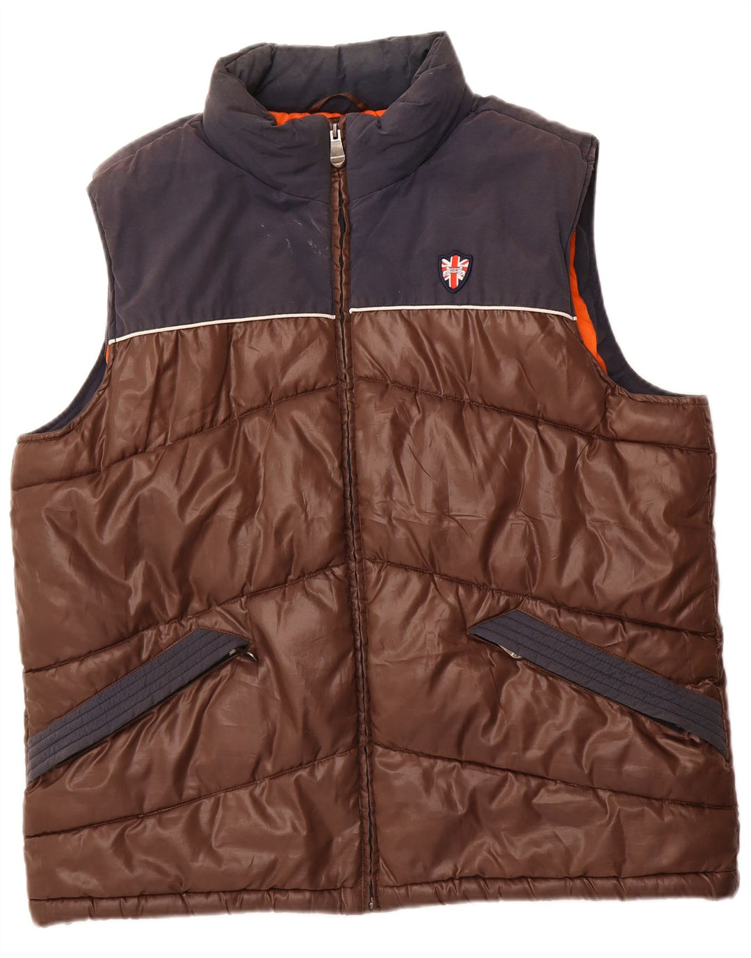 PUFFA Gilet Rembourré Homme UK 44 2XL Marron Colorblock Polyester