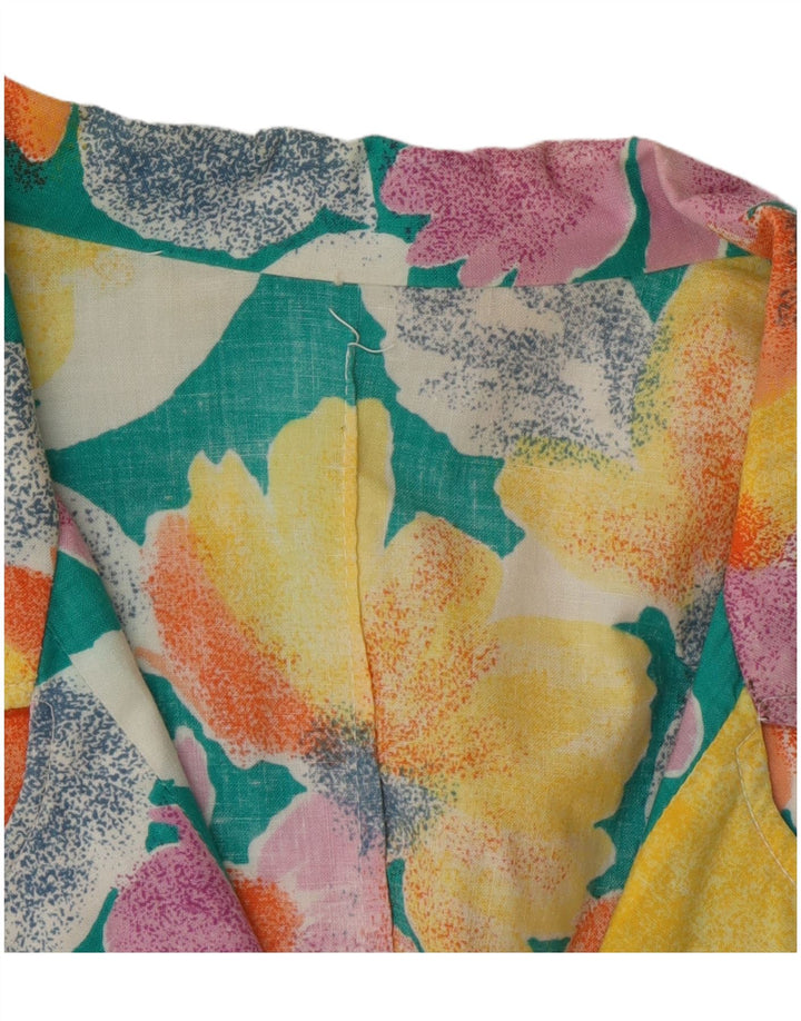 vintage Femme 3 Bouton Blazer Veste UK 16 Grand Floral Multicolore