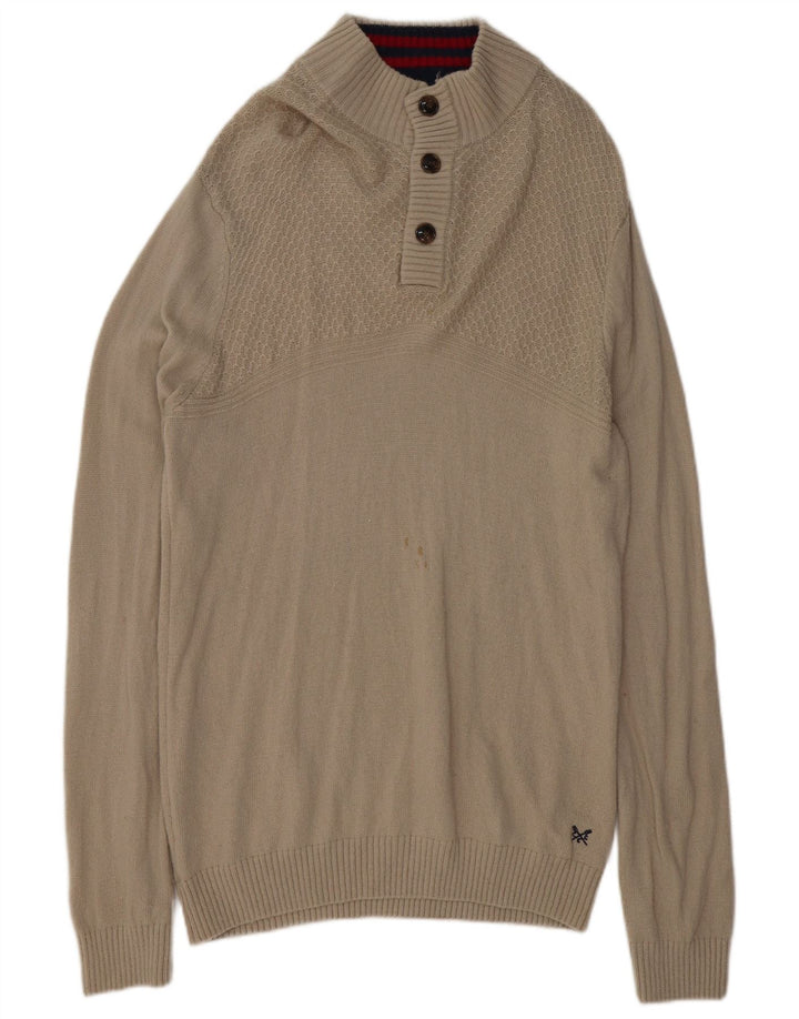 Crew Clothing Pull à col boutonné pour homme XL Gris laine d'agneau