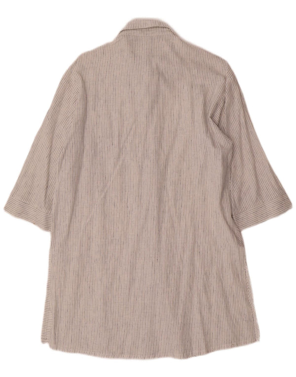 Zara Robe chemise surdimensionnée à manches 3/4 pour femme UK 6 XS Blanc à fines rayures