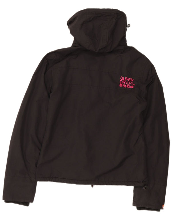 Superdry Veste coupe-vent à capuche pour femme UK 14 Medium Black Nylon