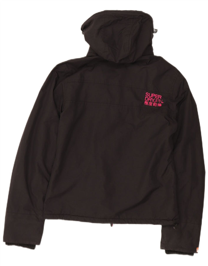 Superdry Veste coupe-vent à capuche pour femme UK 14 Medium Black Nylon
