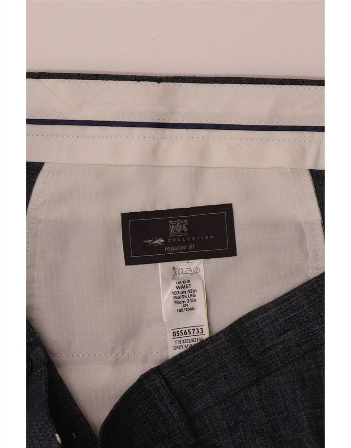 Marks & Spencer Pantalon de costume droit pour homme W42 L31 Gris Lin