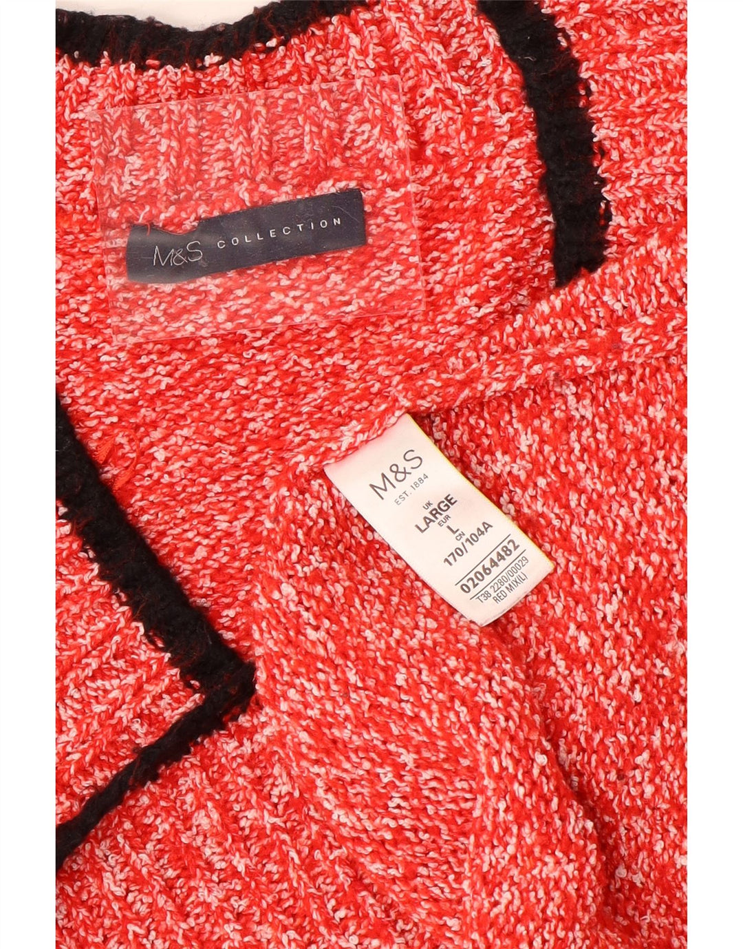 Marks & Spencer Pull col en V pour femme UK 16 Large Rouge Polyester