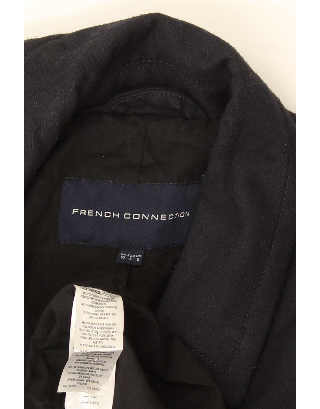 French Connection Manteau surdimensionné pour femme UK 10 Petit Noir Polyester