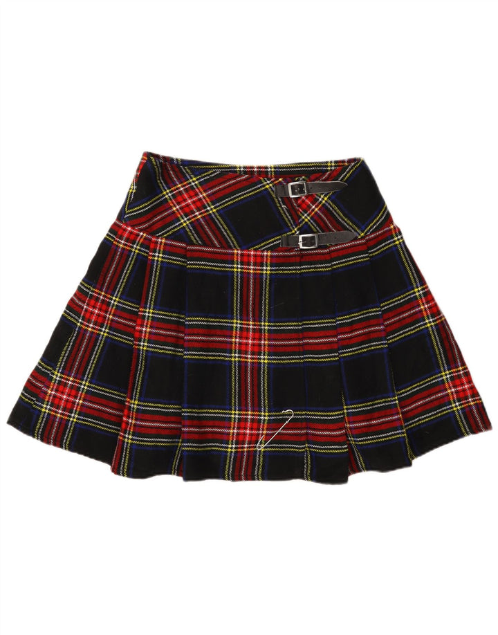vintage Femmes Mini Wrap Jupe W30 Moyen Marine Bleu Plaid Acrylique