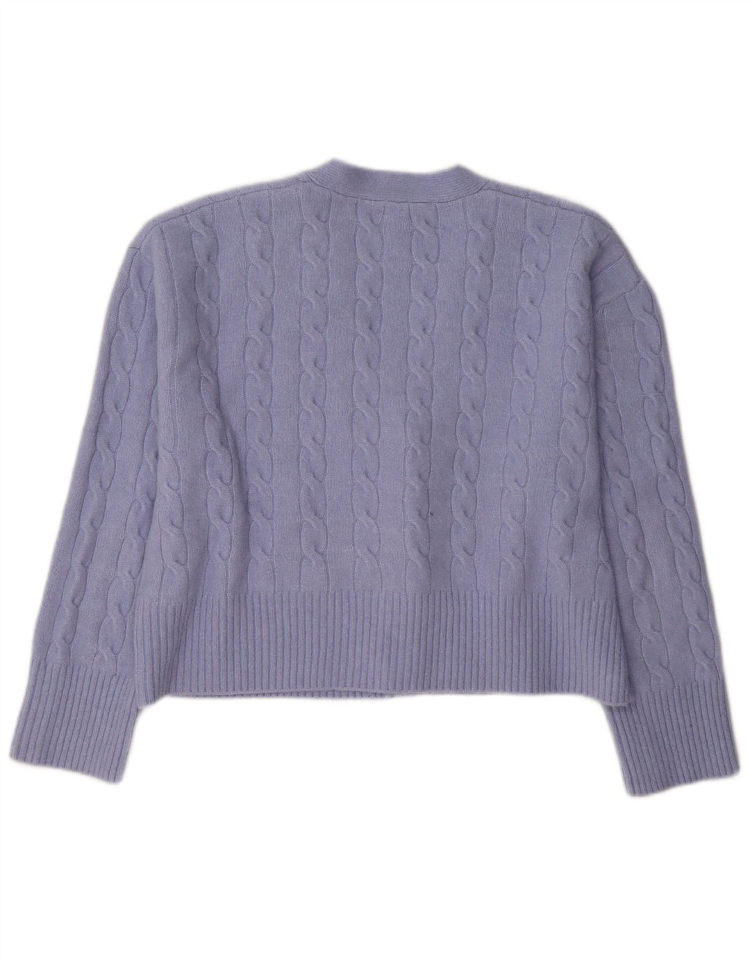 Zara Womens Crop Cardigan Pull UK 14 Violet Moyen Polyester