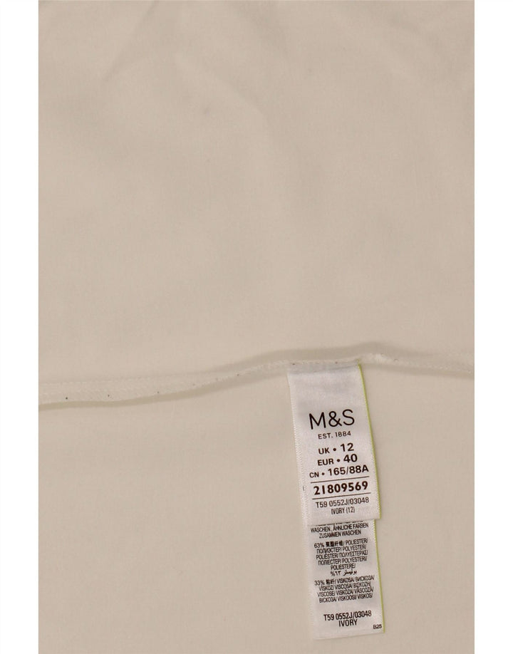 MARKS & SPENCER Veste blazer ouverte à manches 3/4 pour femme UK 12 Blanc moyen