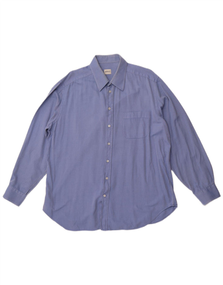 ARMANI COLLEZIONI Chemise homme Taille 44 17 1/2 XL Coton à fines rayures bleues