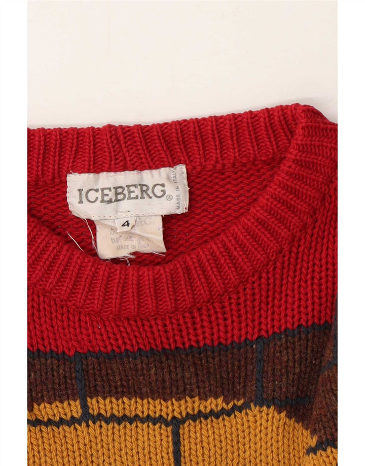 Iceberg Pull graphique à col rond pour homme en laine rouge moyen