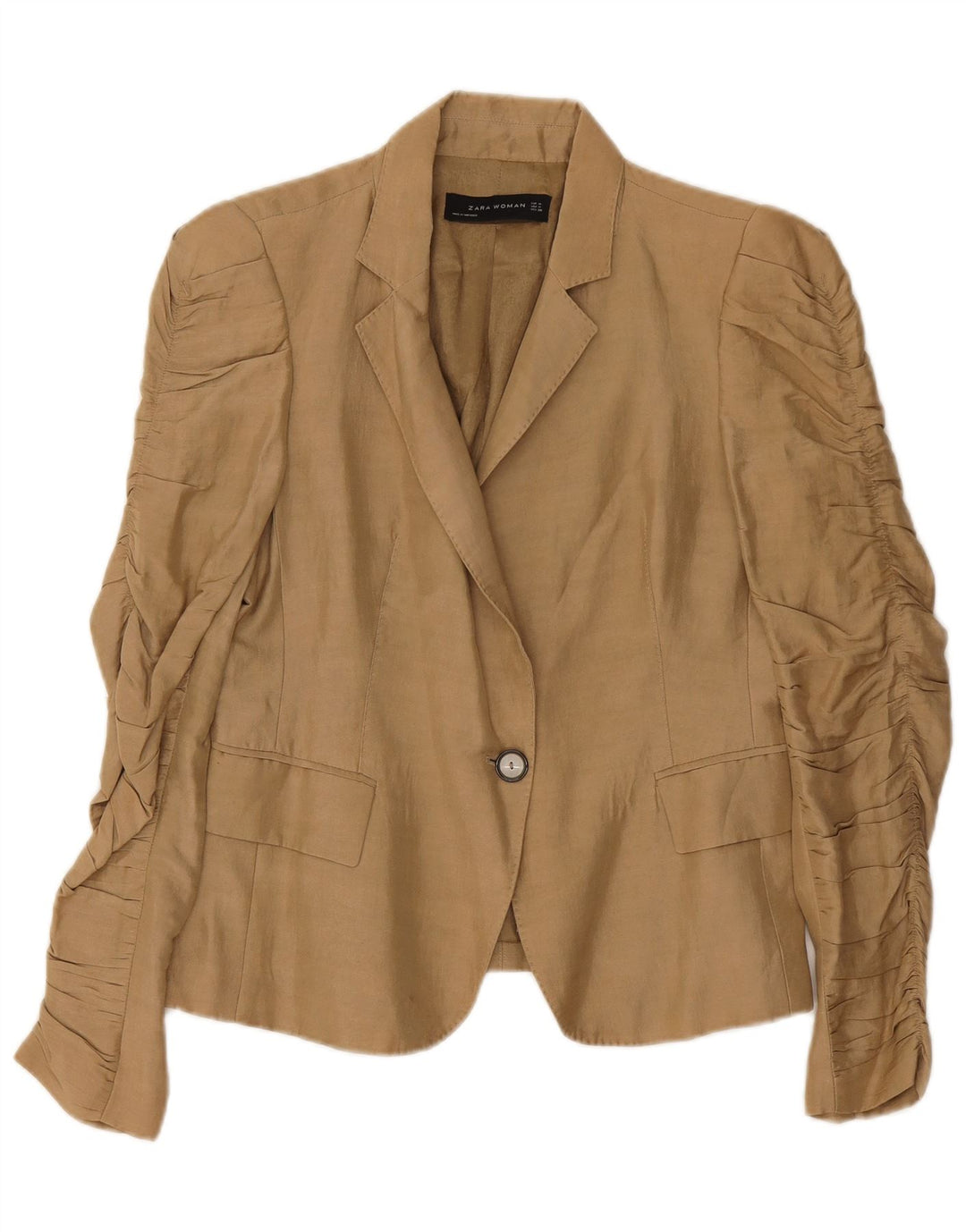 Zara Veste Blazer 1 Bouton Femme UK 12 Beige Moyen