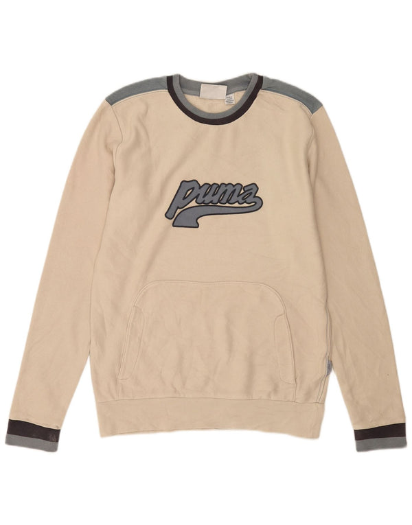Puma Sweat-shirt Graphic Sweatshirt Jumper Small Homme Blanc Cassé Colourblock