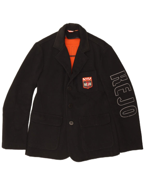 Kejo Veste blazer graphique à 3 boutons pour homme UK 38 en laine noire moyenne
