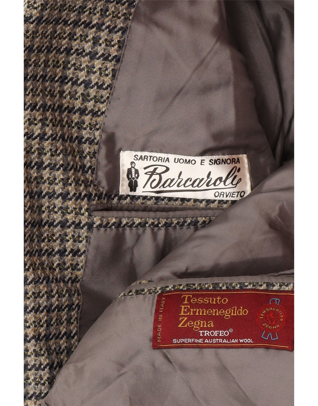 Ermenegildo Zegna Veste blazer à 2 boutons pour homme UK 40 pied-de-poule gris moyen