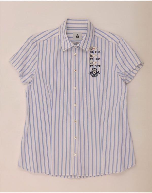 Gaastra Chemise graphique à manches courtes pour femme UK 16 Grand coton rayé bleu