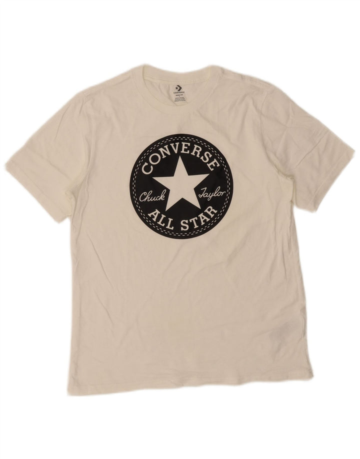 Converse T-Shirt Graphique Homme Petit Blanc Cassé Coton