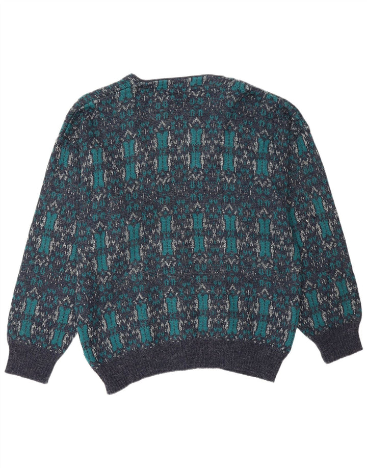 Derby Cardigan pour homme grand bleu géométrique