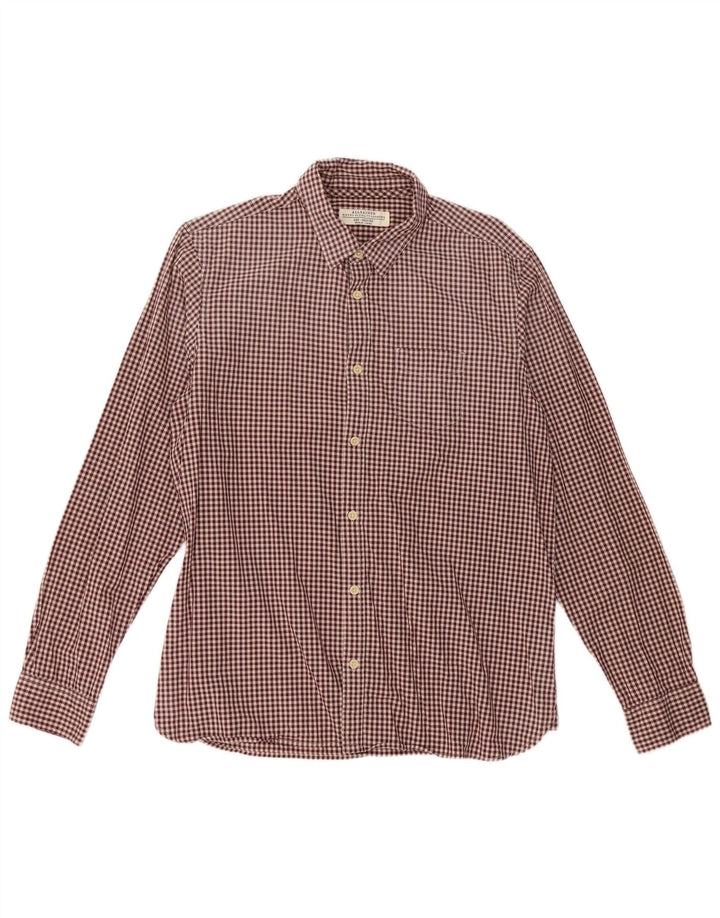 All Saints Chemise homme en coton vichy bordeaux moyen