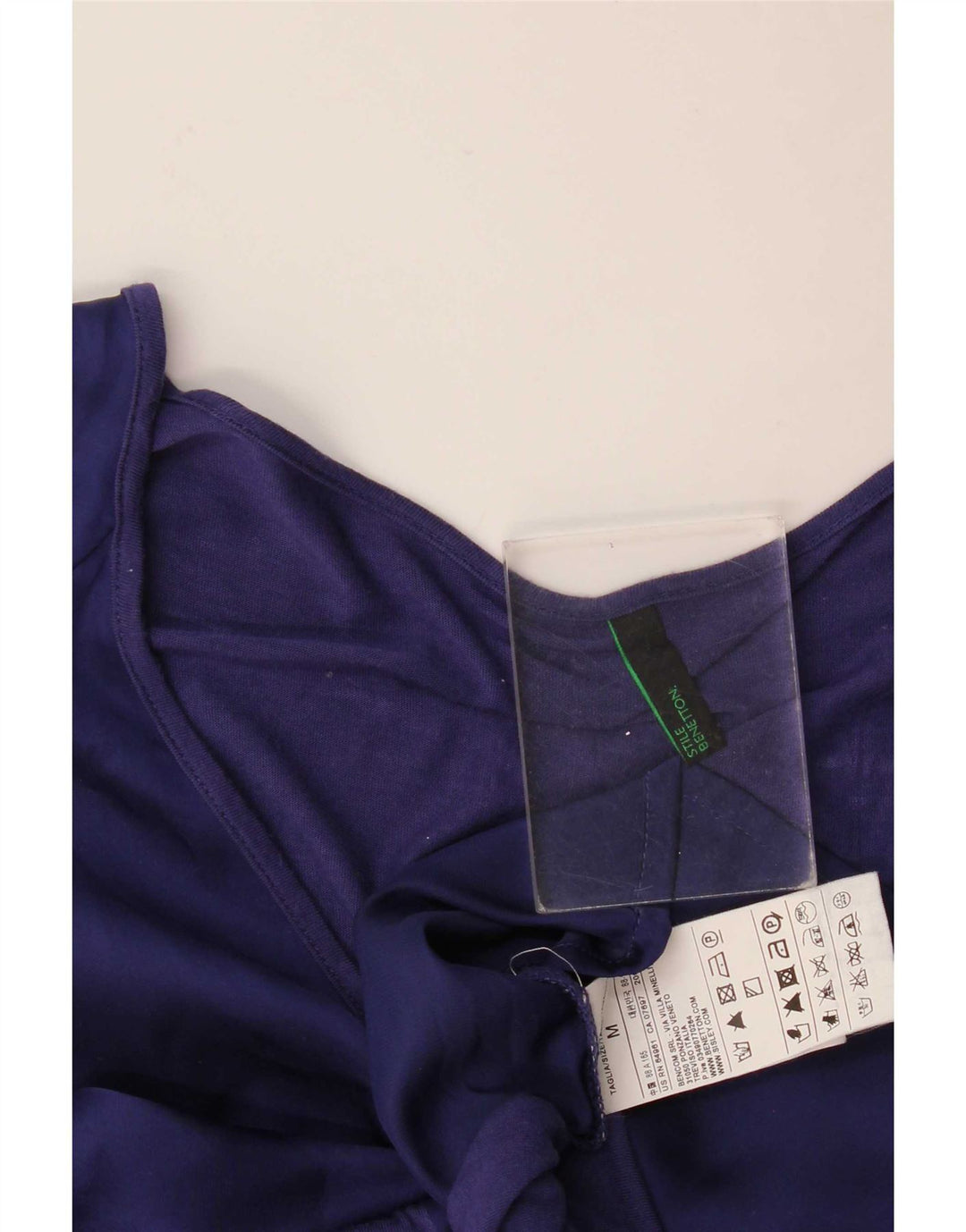 Benetton Robe basique coupe décontractée pour femme UK 44 Bleu marine moyen Viscose