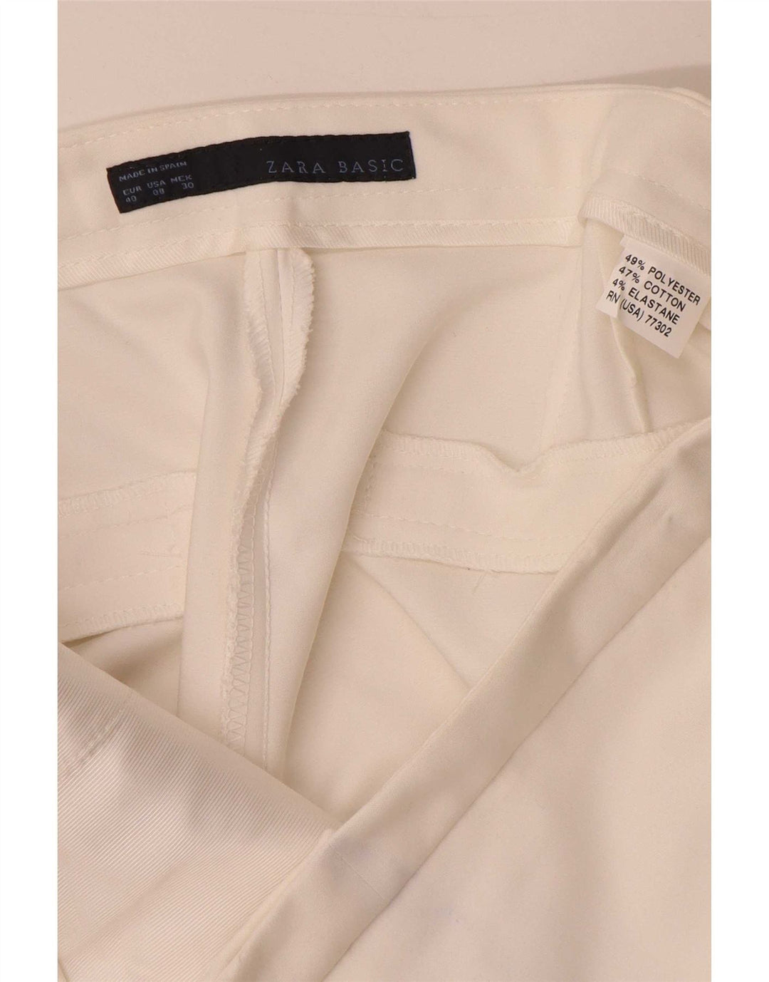 Zara Pantalon court femme EU 40 Medium W30 L24 Polyester blanc