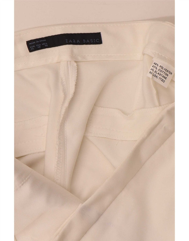 Zara Pantalon court femme EU 40 Medium W30 L24 Polyester blanc