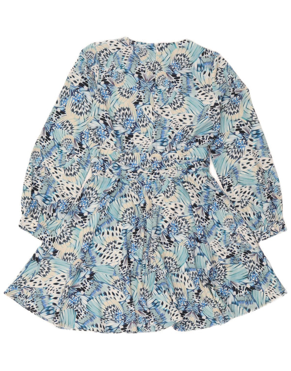 Oasis Robe à manches longues pour femme UK 42 Bleu moyen Imprimé animal