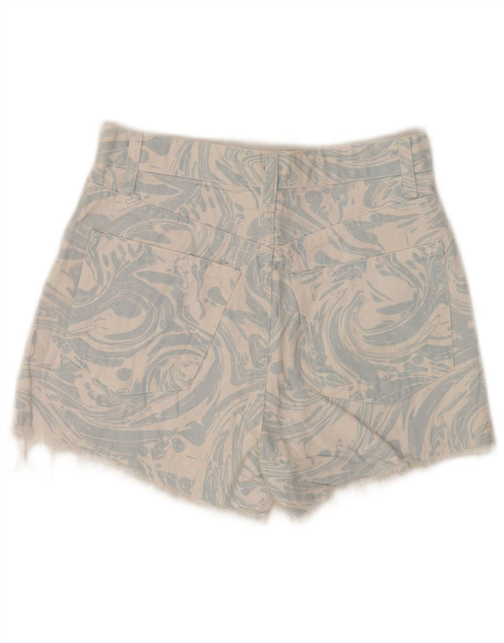 Zara Short en jean à motif abstrait pour femme EU 34 2XS W24 Bleu