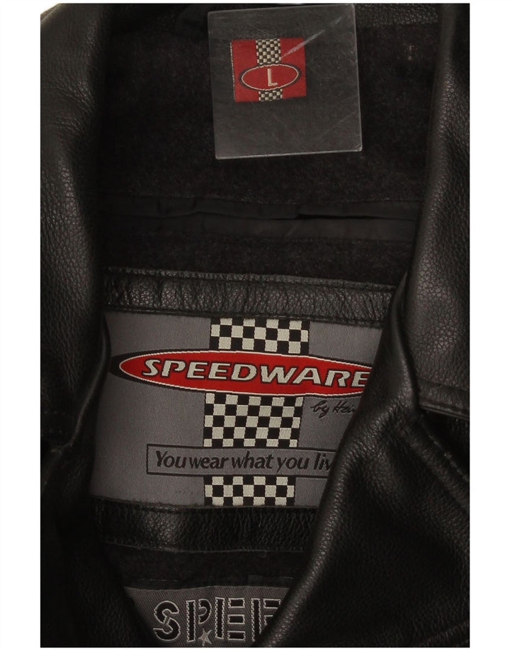 HEIN GERICKE Veste de motard en cuir pour hommes UK 40 Grand cuir noir
