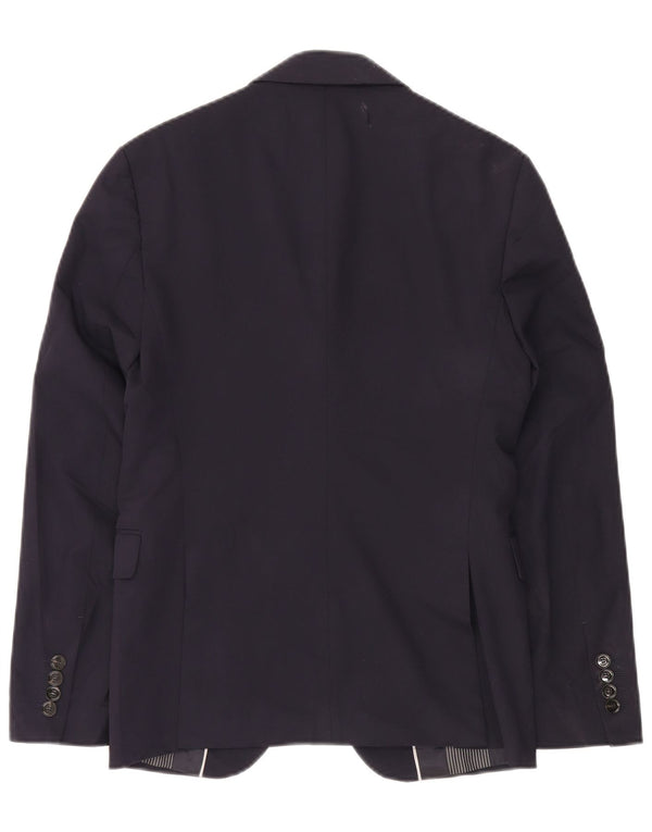 Zara Veste Blazer 2 Boutons Homme EU 44 XS Bleu Marine Polyester