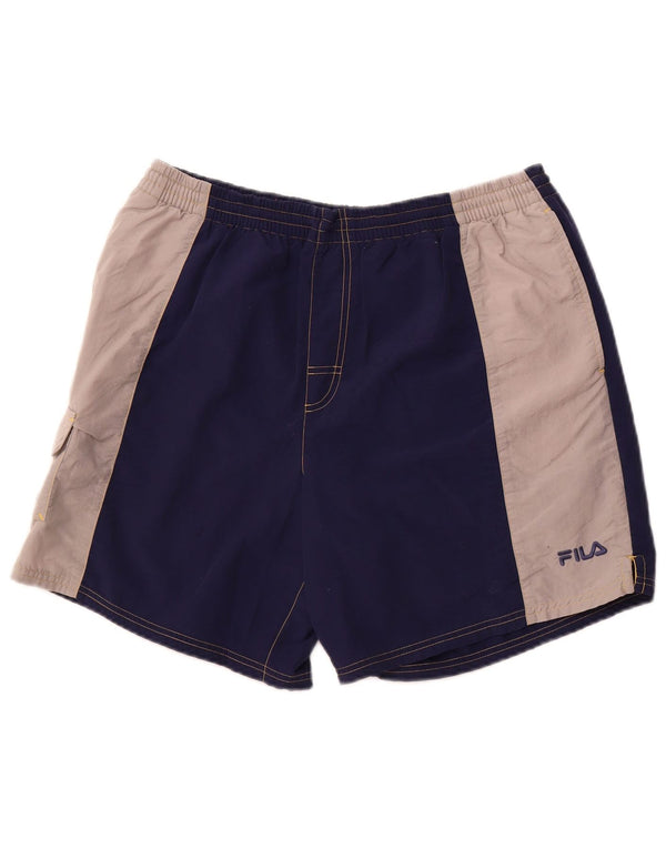 Fila Short de Bain Cargo XL Homme Bleu Marine Colorblock Polyamide