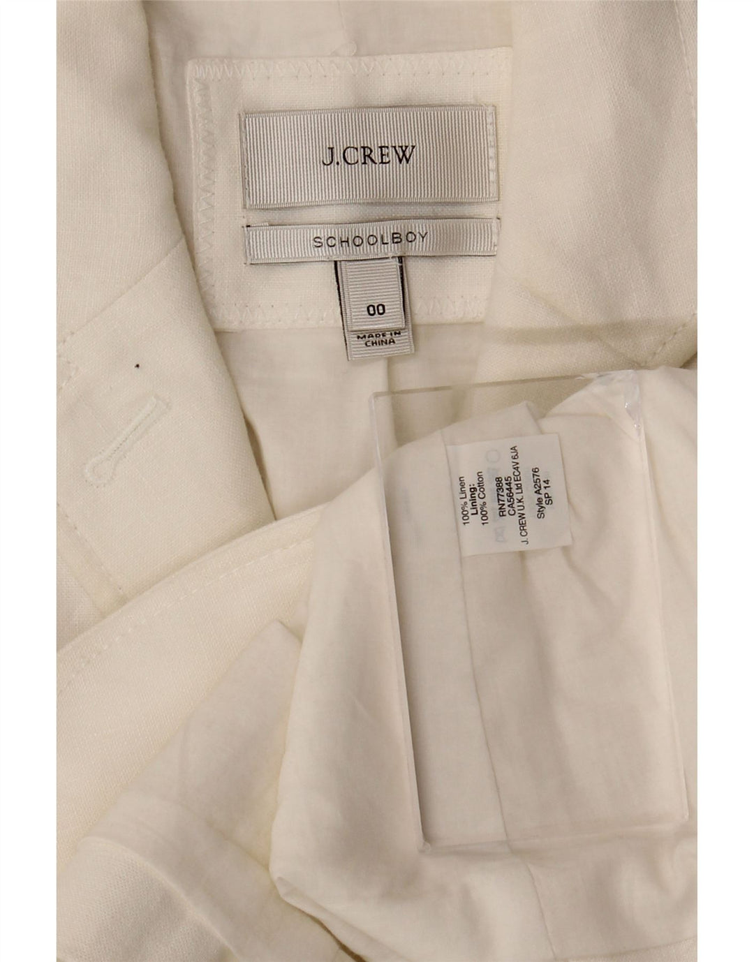 J. Crew Veste blazer à 2 boutons pour femme US 00 2XS Lin blanc