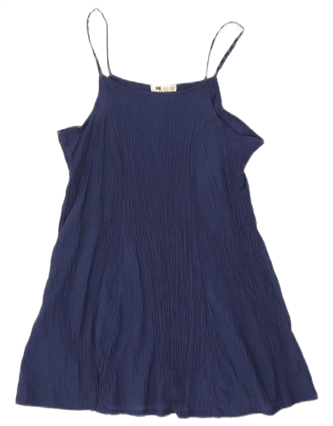 VINTAGE Robe Slip Femme UK 14 Grande Viscose Bleu Marine