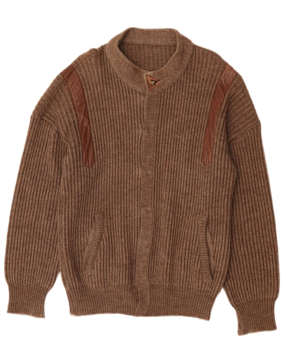 vintage Mens Cardigan Pull Grand Brun