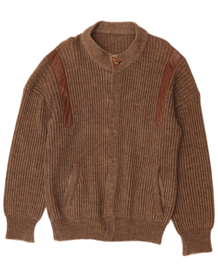vintage Mens Cardigan Pull Grand Brun